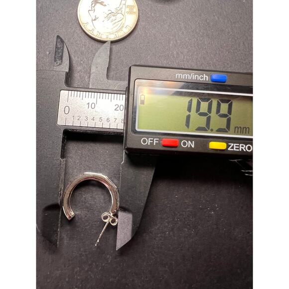 CZ half hoop earrings in sterling silver - Picture 3 of 14